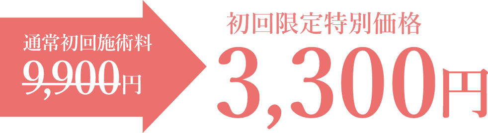 通常初回施術料16,500円が3,300円になります!
